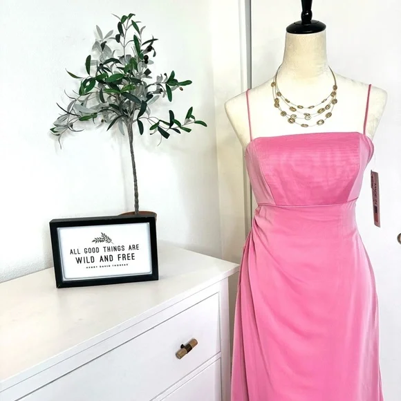 NWT JIM HJELM Special Occasion Bridesmaid Chiffon Satin Maxi Pink Dress Size 4 Dresses
